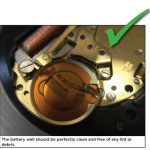The battery well should be perfectly clean and free of any lint or debris.