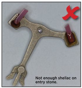 Not enough shellac on entry stone.